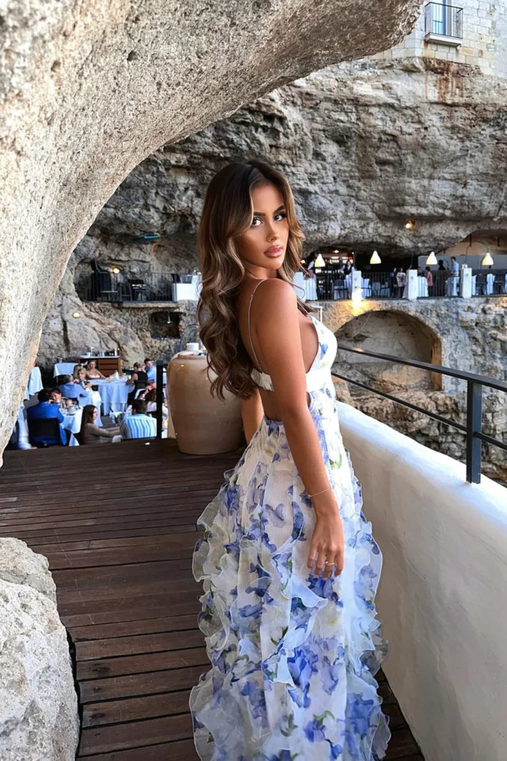 POLENE | FLORAL SPAGHETTI STRAP MAXI DRESS