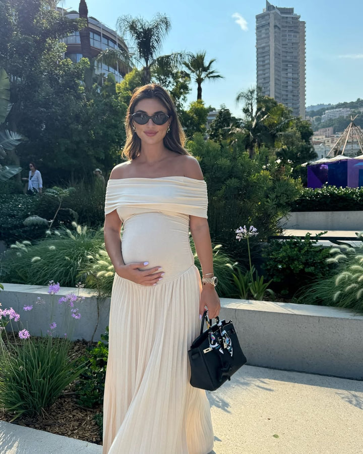 NUMIDIA - PLEATED OFF-SHOULDER MATERNITY DRESS