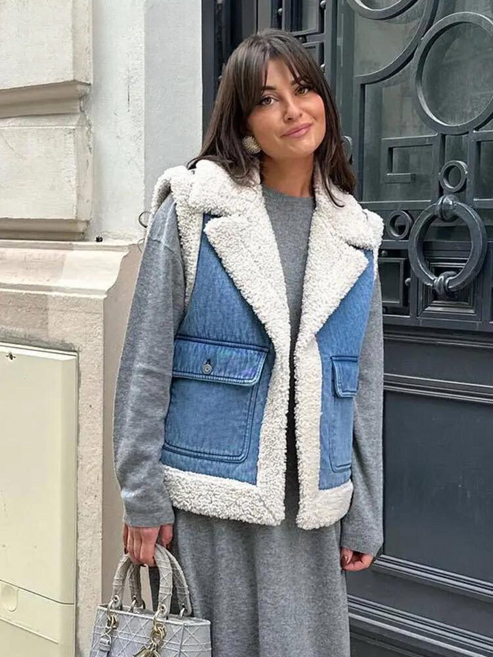 DENISE | VINTAGE SHERPA-LINED DENIM VEST