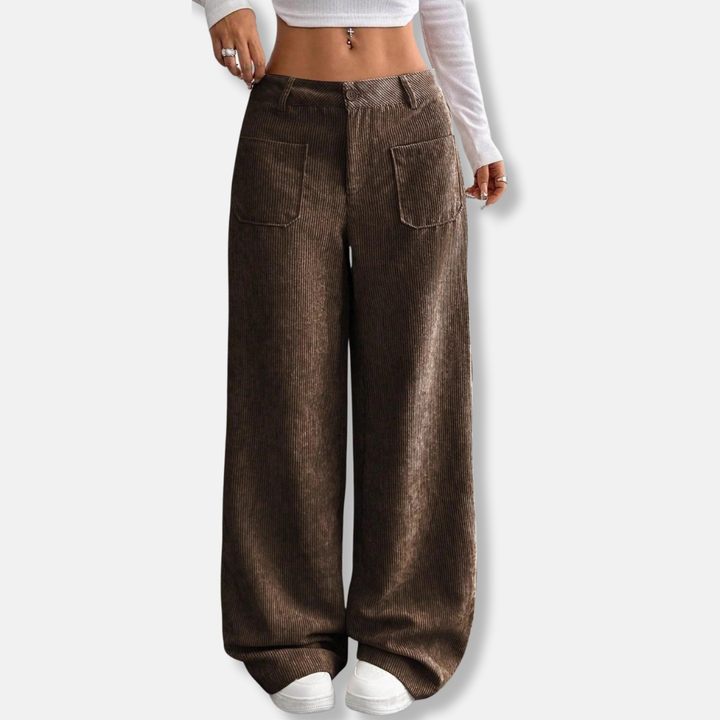 EVE | WOMEN’S HIGH-WAIST WIDE-LEG CORDUROY TROUSERS