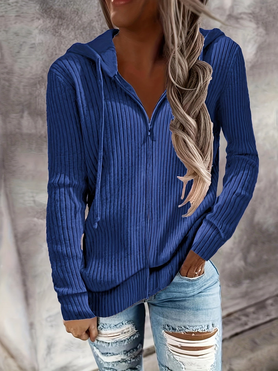 SIENNA | WOMEN’S RIBBED ZIP-UP HOODIE