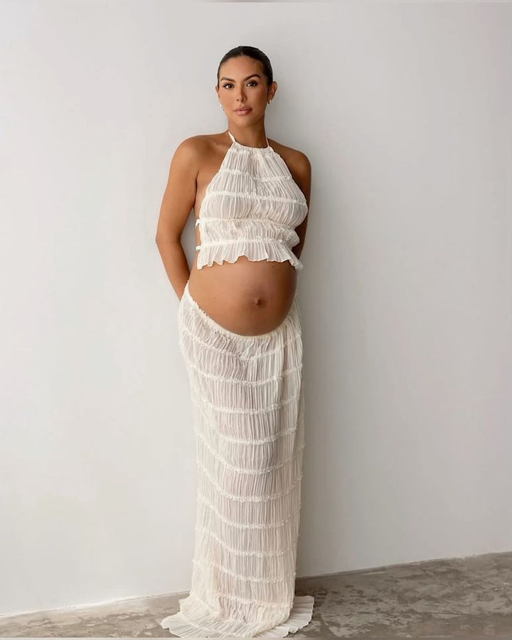 JUNA | MATERNITY HALTER NECK TWO-PIECE SET