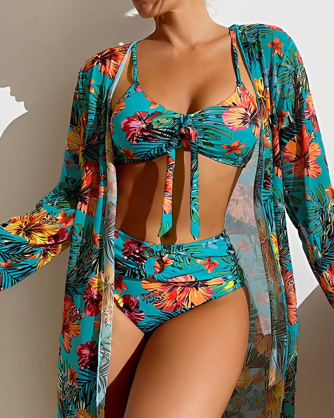 MEGHAN | TROPICAL PRINT BIKINI SET WITH COVER-UP