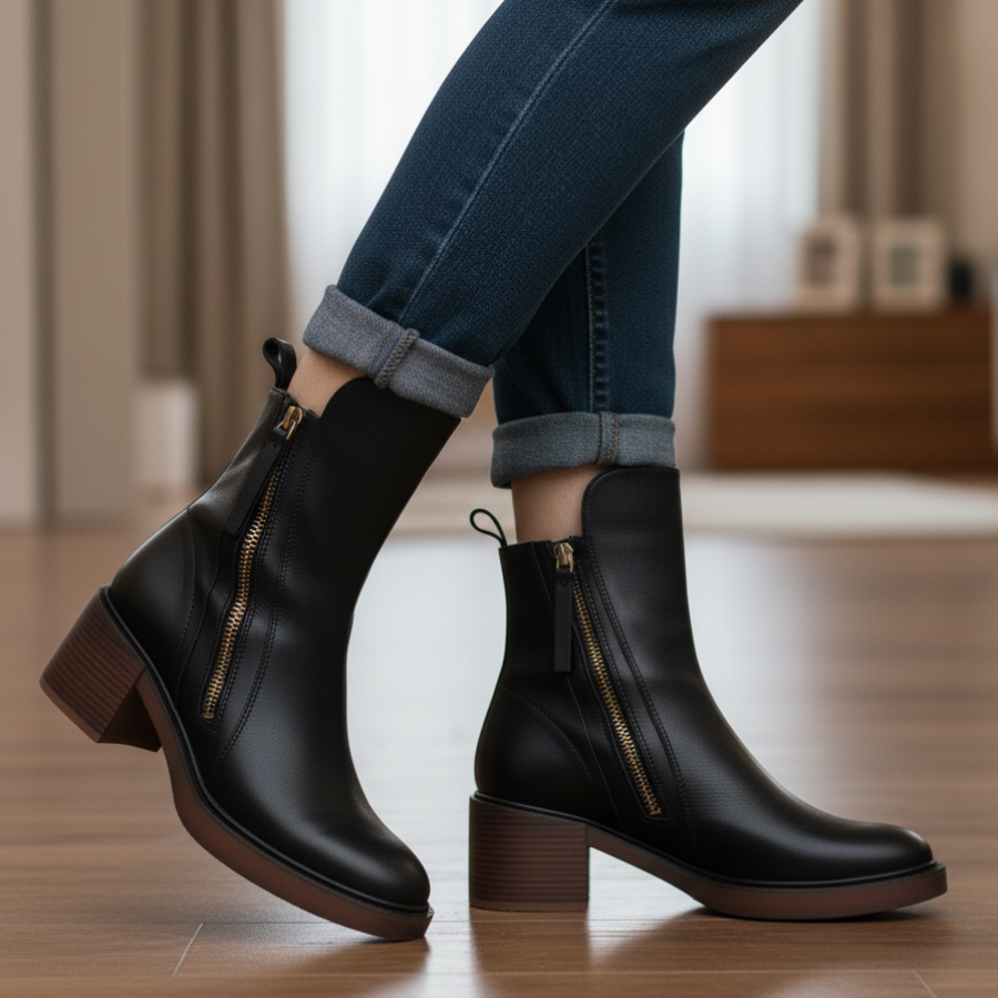 ZOEY | LEATHER ANKLE BOOTS