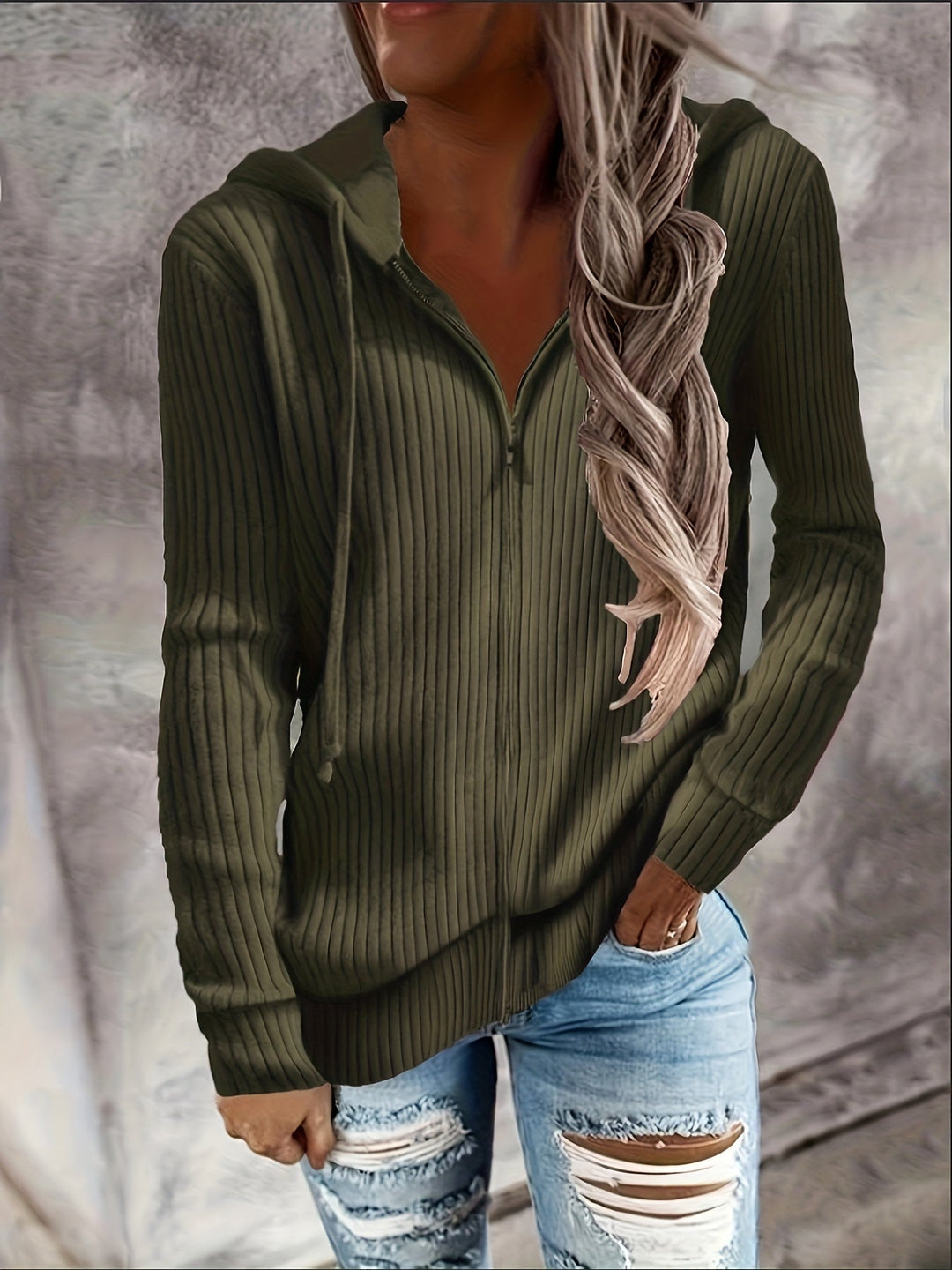 SIENNA | WOMEN’S RIBBED ZIP-UP HOODIE