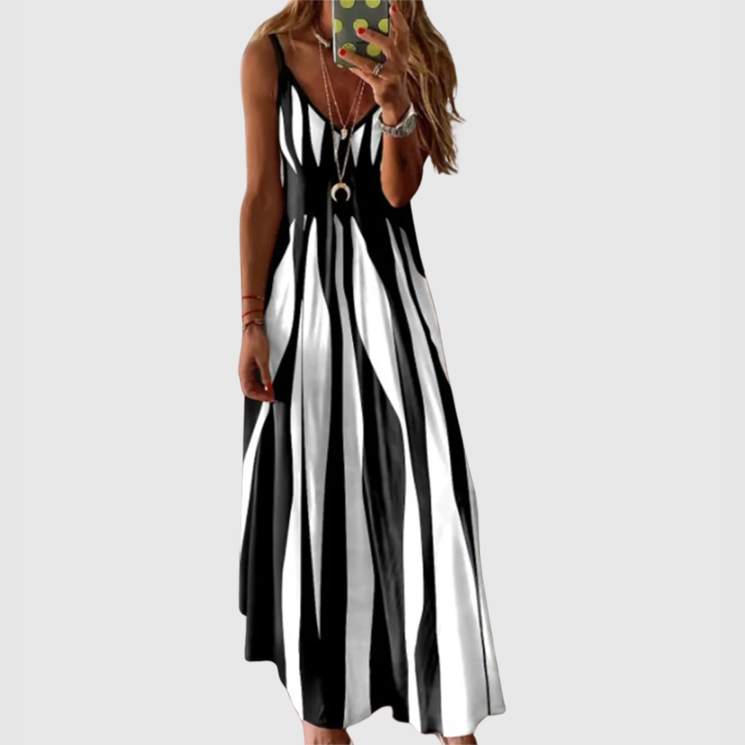 RHIAN | SLEEVELESS STRIPED MAXI DRESS
