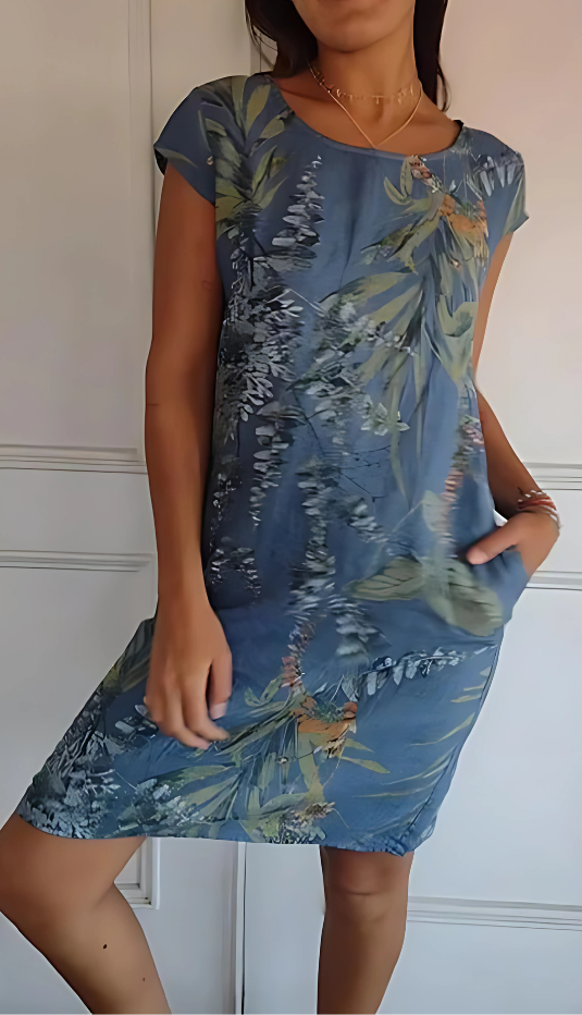 RISA | PRINTED FLOWY KNEE-LENGTH DRESS