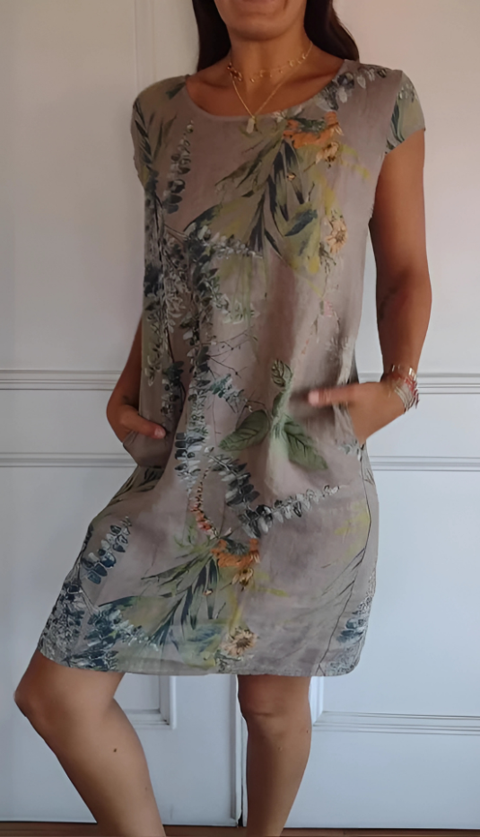 RISA | PRINTED FLOWY KNEE-LENGTH DRESS