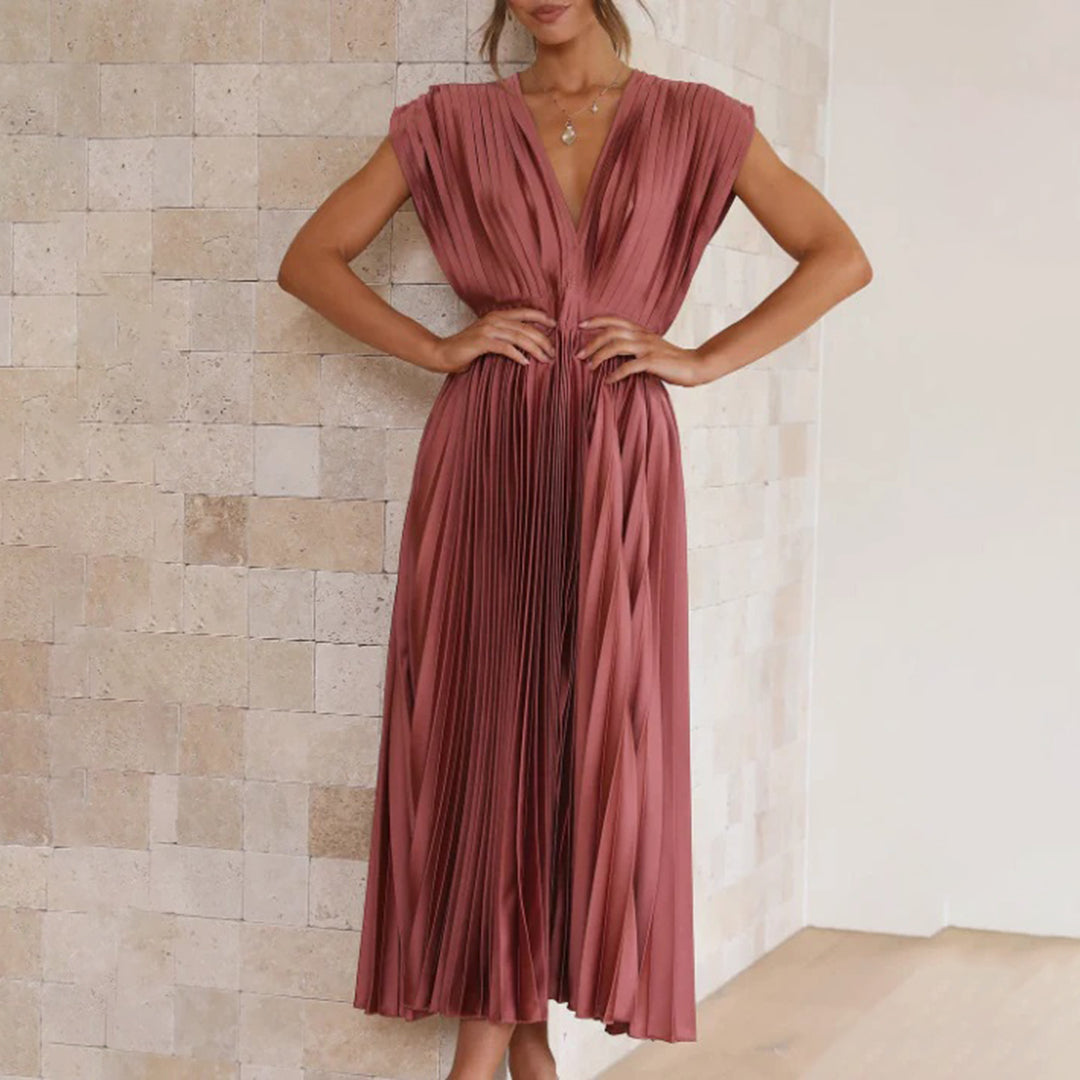 AURORA | DRAPED SATIN MIDI DRESS