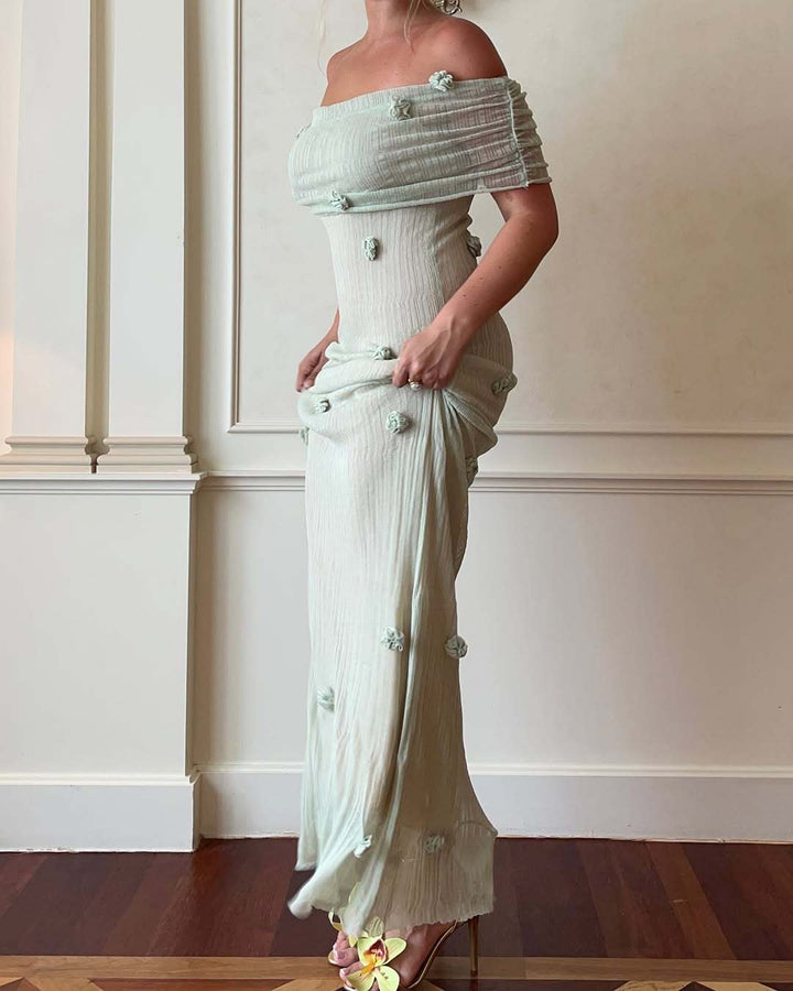 KYLIE | OFF-SHOULDER FLORAL MATERNITY MAXI DRESS