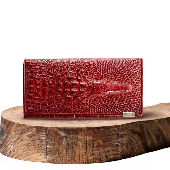 CHARLENE | LUXURY CROCODILE-EMBOSSED LEATHER WALLET