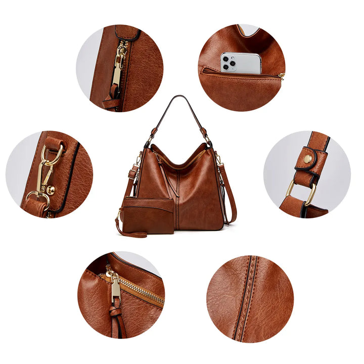 BROOKLY | LUXURY LEATHER HOBO HANDBAG