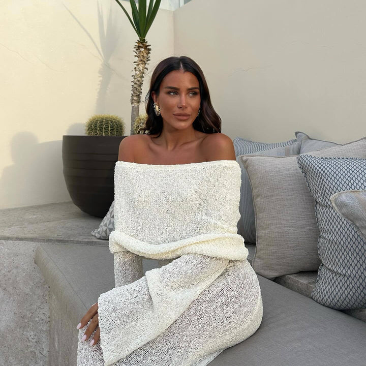 SOMIA | HOLLOW-OUT OFF-SHOULDER MATERNITY DRESS