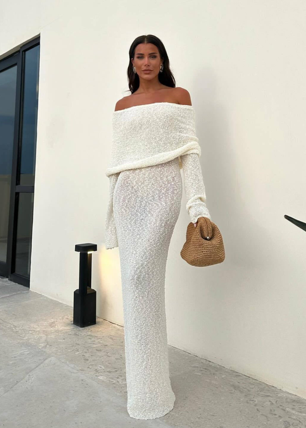 SOMIA | HOLLOW-OUT OFF-SHOULDER MATERNITY DRESS