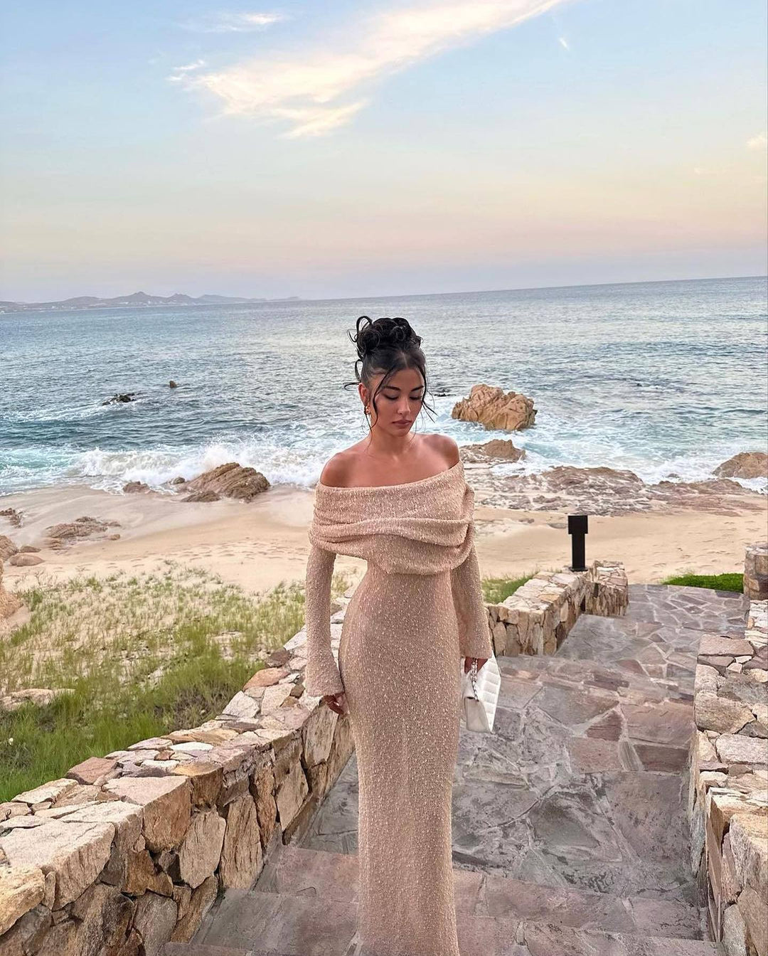 SOMIA | HOLLOW-OUT OFF-SHOULDER MATERNITY DRESS