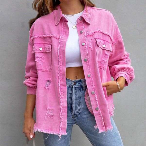 SUZIE | WOMEN’S DISTRESSED DENIM JACKET