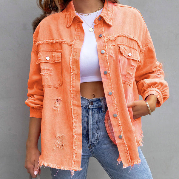 SUZIE | WOMEN’S DISTRESSED DENIM JACKET
