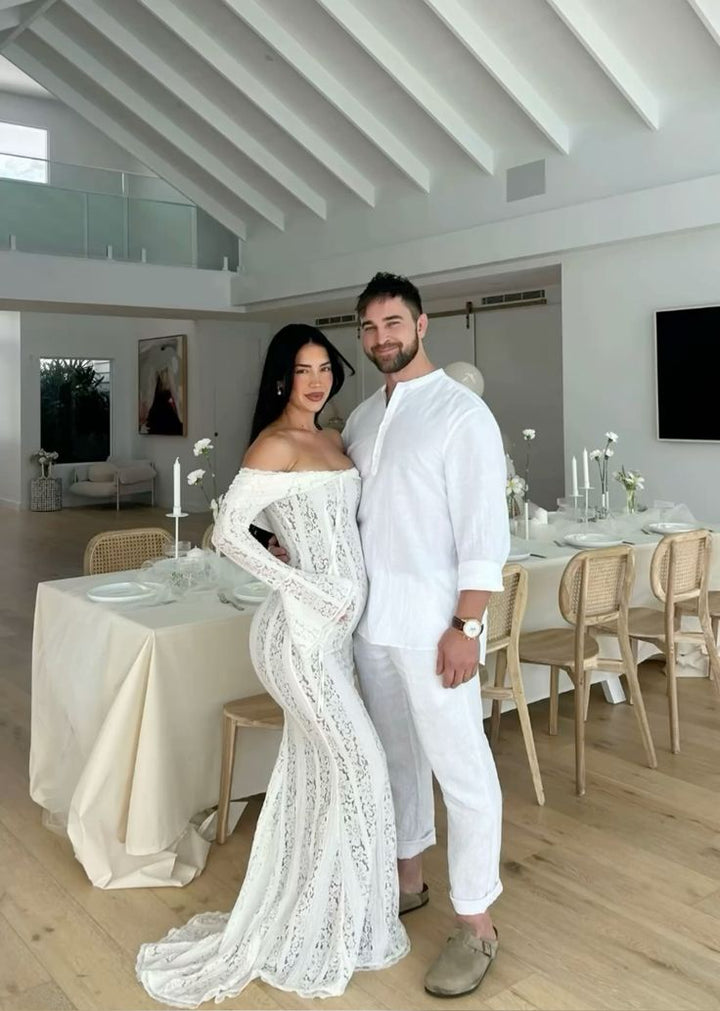 ANNA | ELEGANT HOLLOW OUT LACE MATERNITY DRESS