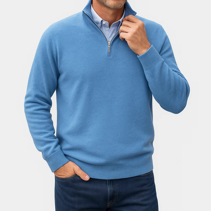QUARTER ZIP SWEATER | LIGHTWEIGHT KNIT AND SLIM SHAPE