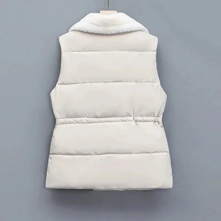 CHARLOTTE | WOMEN’S COTTON-PADDED VEST WITH FAUX FUR COLLAR