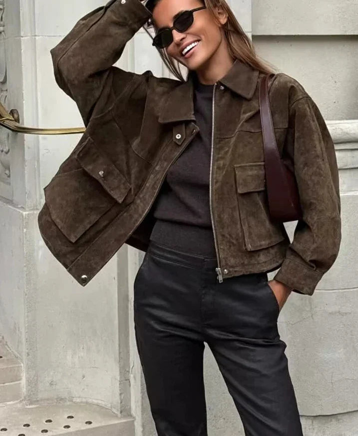 MERCY | WOMEN’S FAUX SUEDE ZIP JACKET