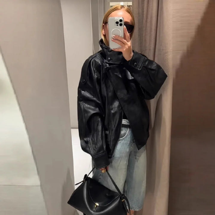 BRIANNA | WOMEN’S FAUX LEATHER OVERSIZED JACKET