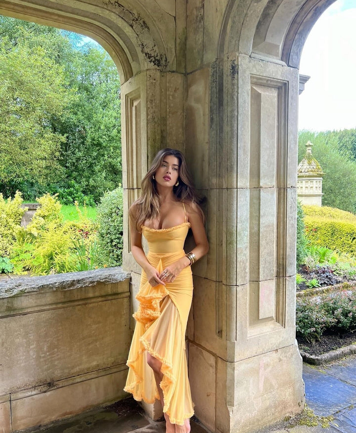 PHOEBE | RUFFLED DOVETAIL PARTY DRESS