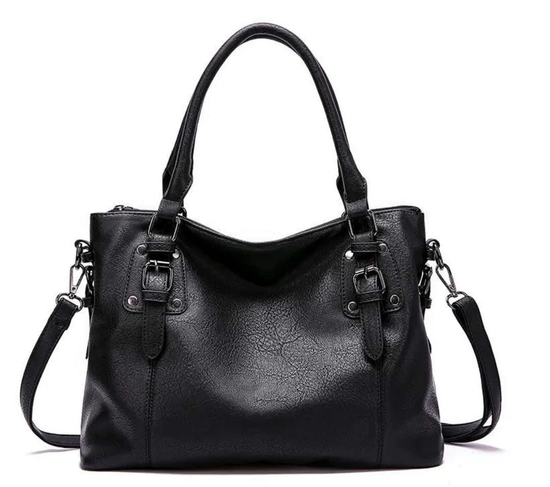 ZELA | STRUCTURED BUCKLED TOTE HANDBAG