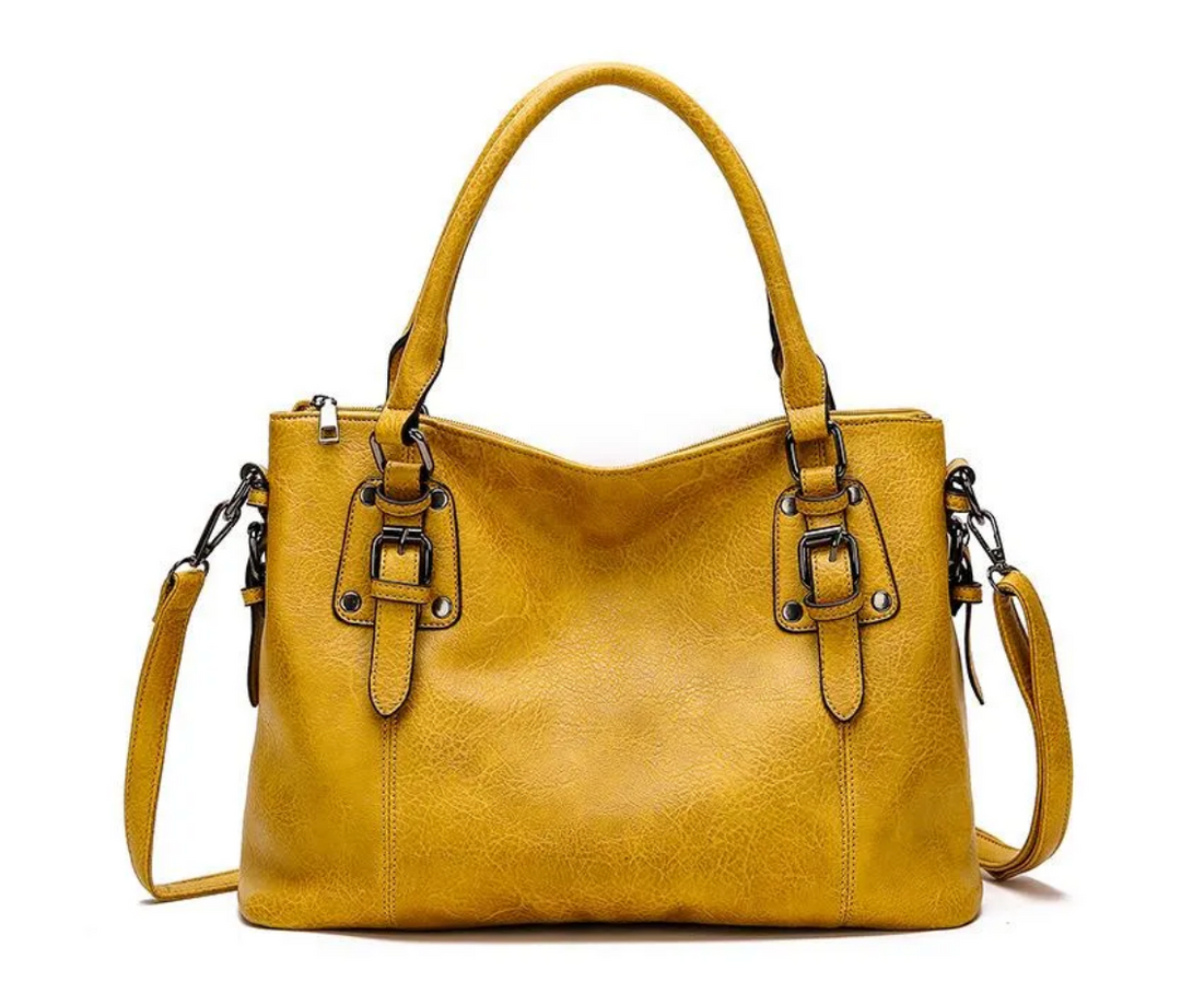 ZELA | STRUCTURED BUCKLED TOTE HANDBAG