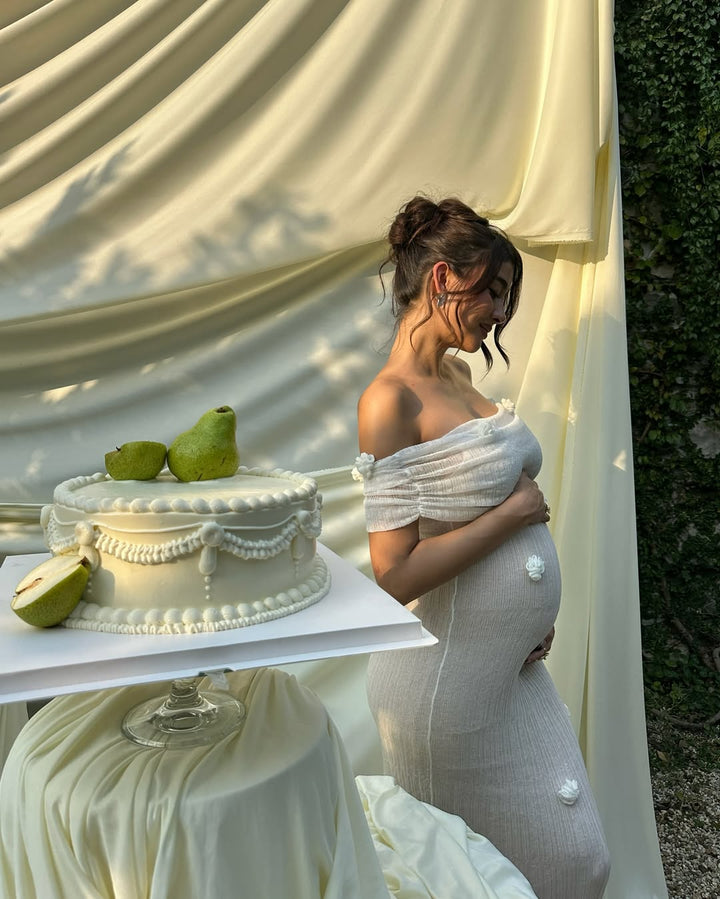 KYLIE | OFF-SHOULDER FLORAL MATERNITY MAXI DRESS