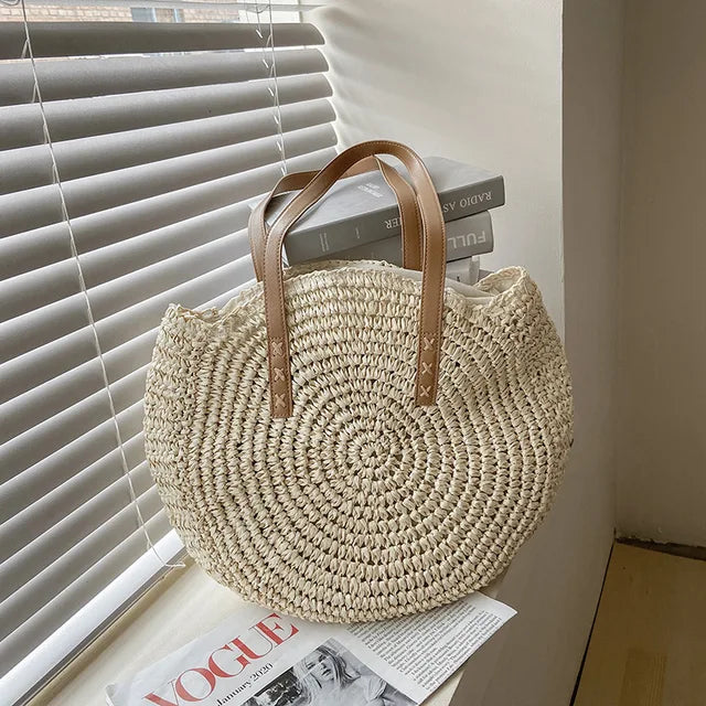JOIE | HANDWOVEN STRAW RATTAN BEACH BAG