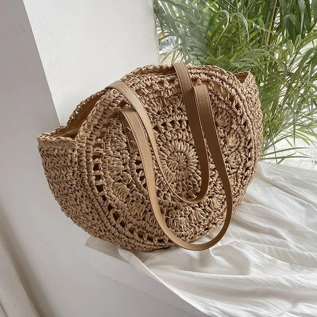 JOIE | HANDWOVEN STRAW RATTAN BEACH BAG