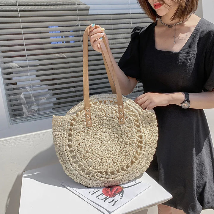 JOIE | HANDWOVEN STRAW RATTAN BEACH BAG