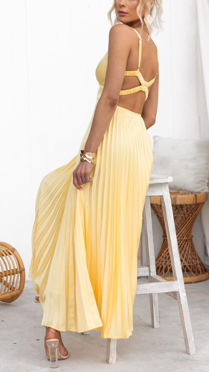 MAISIE | ELEGANT PLEATED MAXI DRESS
