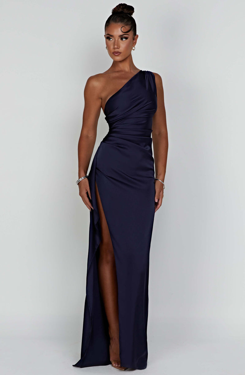 MILA | ONE-SHOULDER SATIN EVENING DRESS