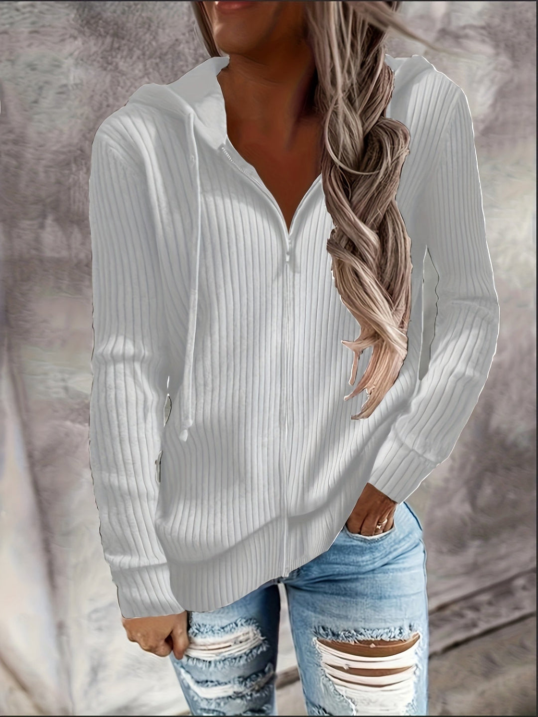 SIENNA | WOMEN’S RIBBED ZIP-UP HOODIE