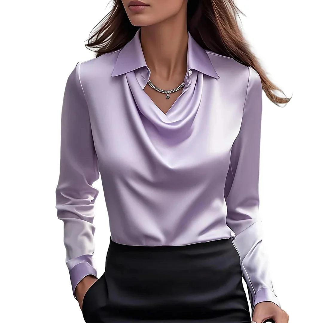 CAITLYN | WOMEN’S COWL NECK SATIN TOP