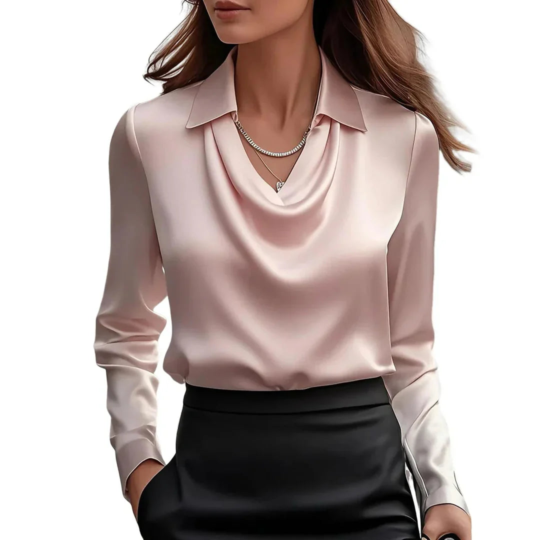 CAITLYN | WOMEN’S COWL NECK SATIN TOP