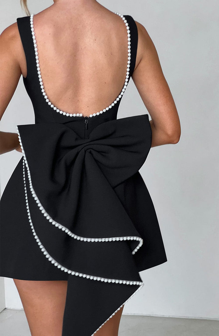 CHERRY | PEARL-DETAIL MINI DRESS