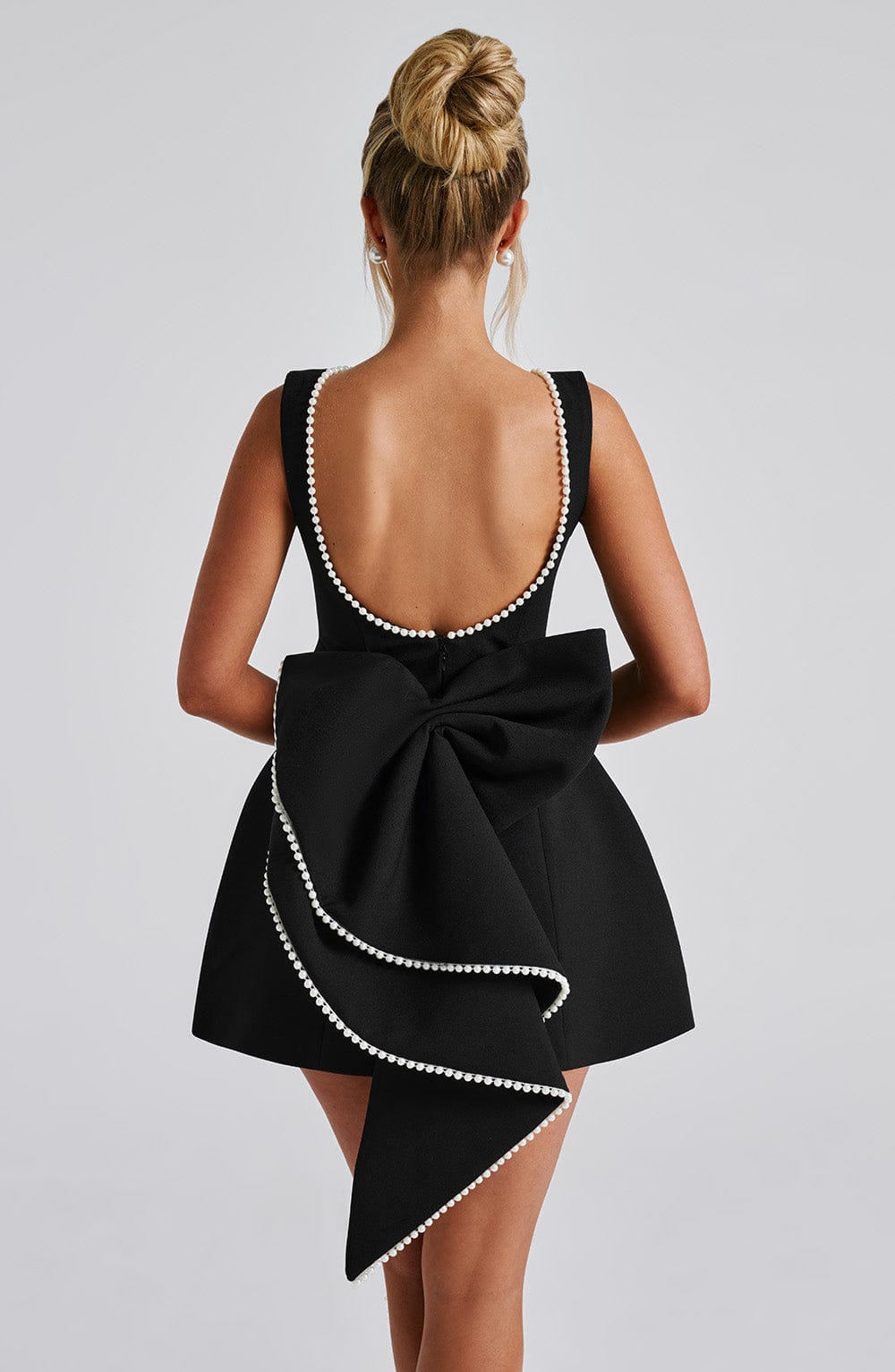 CHERRY | PEARL-DETAIL MINI DRESS