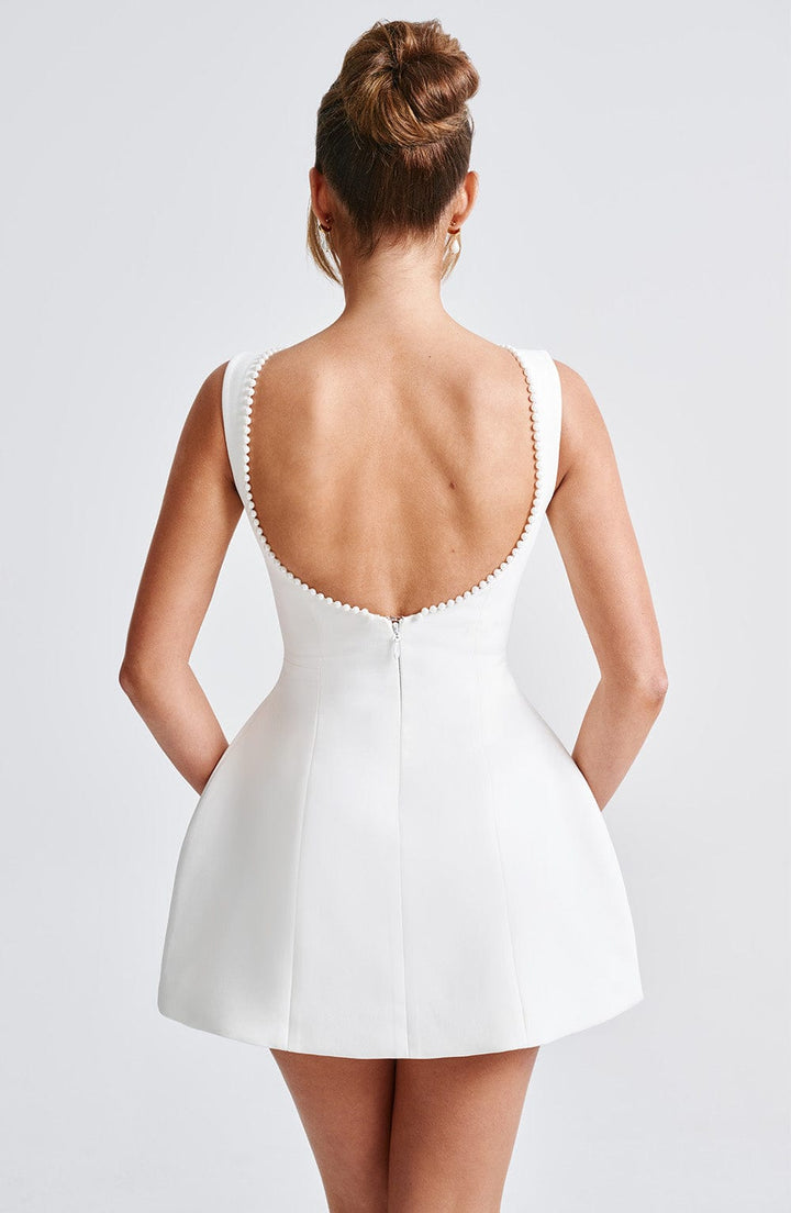 CHERRY | PEARL-DETAIL MINI DRESS