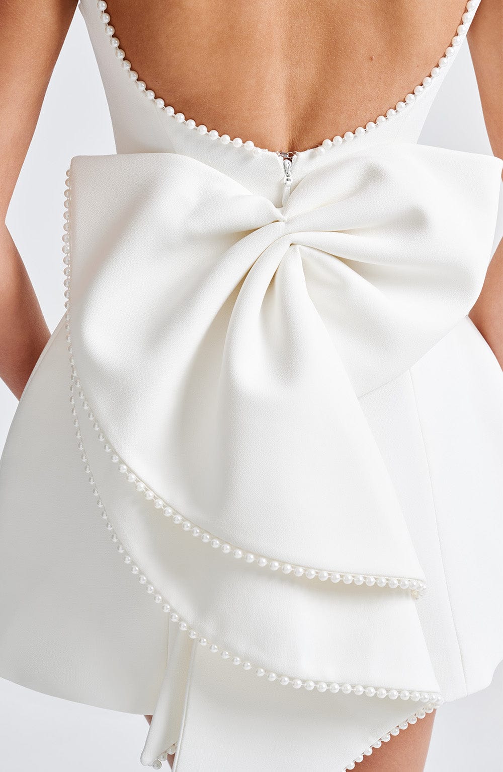 CHERRY | PEARL-DETAIL MINI DRESS