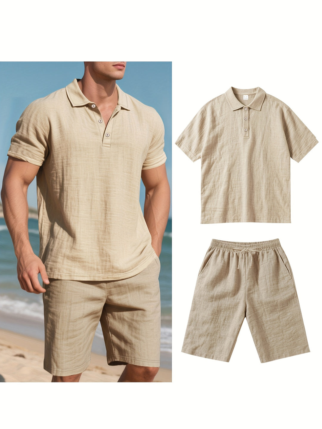MARCUS | MEN’S LINEN SUMMER SET (SHIRT & SHORTS)