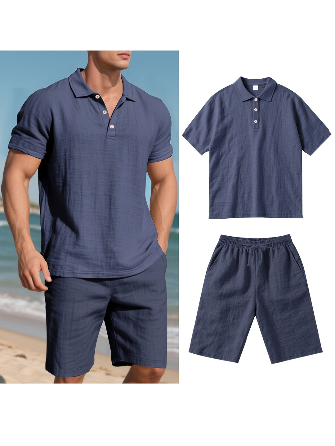 MARCUS | MEN’S LINEN SUMMER SET (SHIRT & SHORTS)