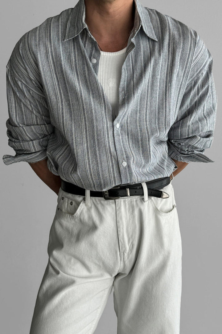 RUEBEN | STRIPED LINEN-BLEND SHIRT