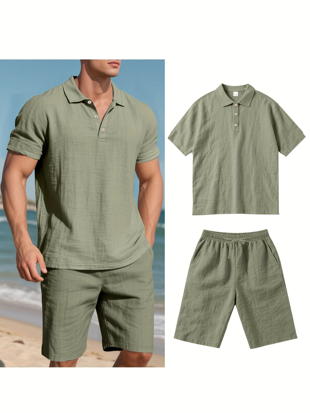 MARCUS | MEN’S LINEN SUMMER SET (SHIRT & SHORTS)