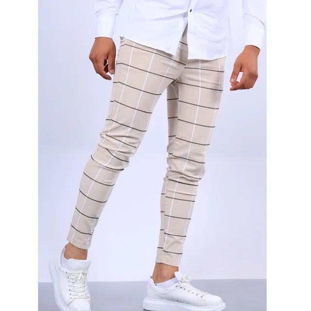 LUKE | SLIM FIT STRIPED COTTON TROUSERS