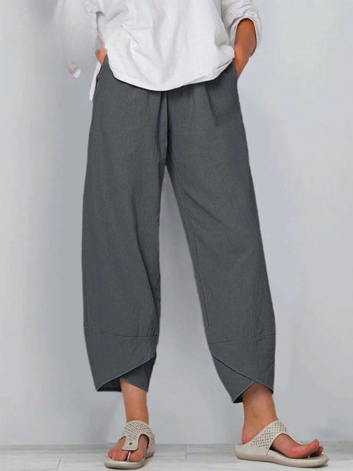 ELISHA | WIDE-LEG COTTON LINEN SUMMER TROUSERS