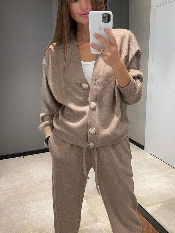 BELLA | WOMEN’S BUTTON-DOWN CARDIGAN & SWEATPANTS SET