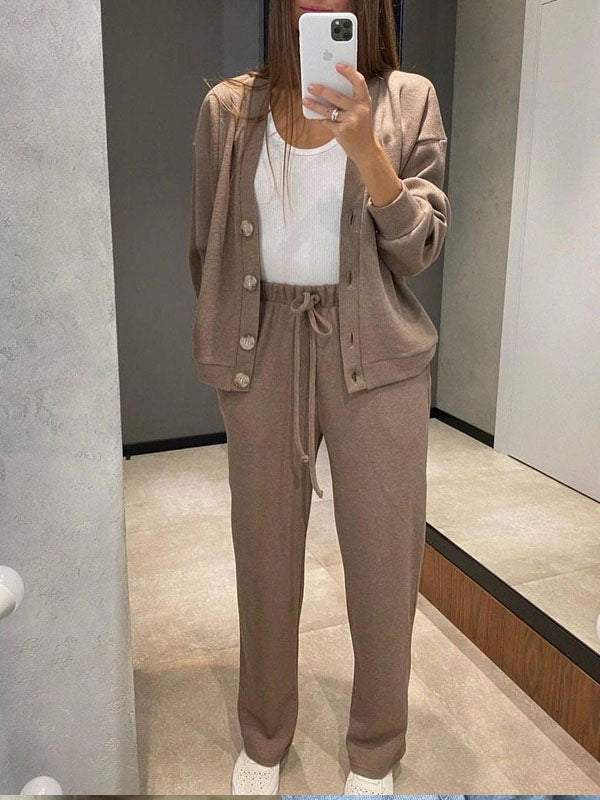 BELLA | WOMEN’S BUTTON-DOWN CARDIGAN & SWEATPANTS SET